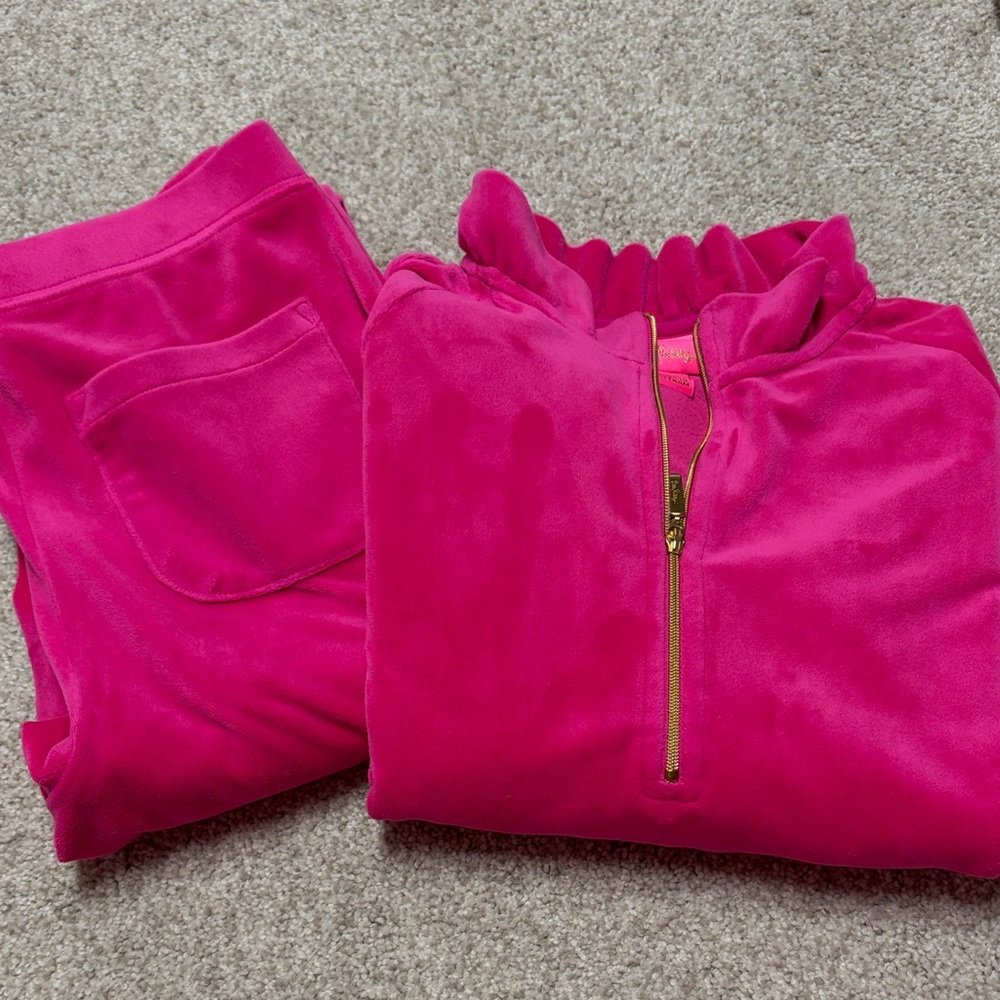Lilly Pulitzer Hot Pink Velour set